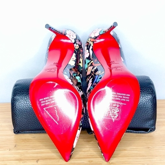 Christian Louboutin “Hot chick” Glamourous Black Multi graphic Patent 100mm EU38 - Picture 9 of 12